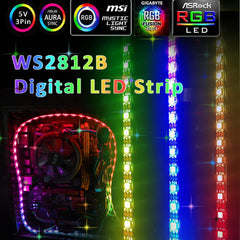 WS2812B 5V 3Pin ARGB LED Strip Light Addressable 5050 Flex Ribbon Asus Aura Sync PC Case Tape Lamp Color Gamer Desktop Lighting