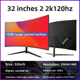 Curved Gaming Monitor Black 27–34 Inch 65–240Hz High Refresh LCD Computer Monitor 21:9 Ultrawide Dustproof Esports Display