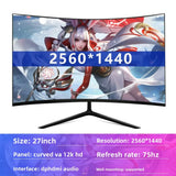Curved Gaming Monitor Black 27–34 Inch 65–240Hz High Refresh LCD Computer Monitor 21:9 Ultrawide Dustproof Esports Display