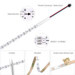 DC5V 5mm Ultra-Narrow WS2812B 2020SMD LED Strip Light Individually Addressable RGBIC 60/160Leds/m RGB DreamColor Fairy Neon Tape