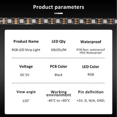 WS2812B 5V 3Pin ARGB LED Strip Light Addressable 5050 Flex Ribbon Asus Aura Sync PC Case Tape Lamp Color Gamer Desktop Lighting