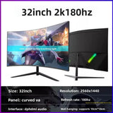Curved Gaming Monitor Black 27–34 Inch 65–240Hz High Refresh LCD Computer Monitor 21:9 Ultrawide Dustproof Esports Display