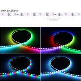 DC5V 5mm Ultra-Narrow WS2812B 2020SMD LED Strip Light Individually Addressable RGBIC 60/160Leds/m RGB DreamColor Fairy Neon Tape