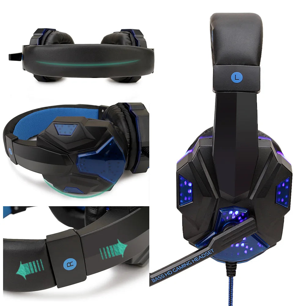 Gaming headset with LED lighting on a white background