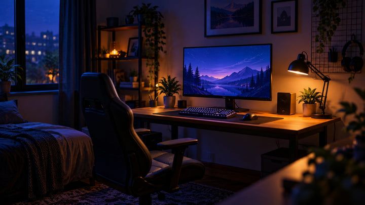 Compact practical gaming setup with essential equipment