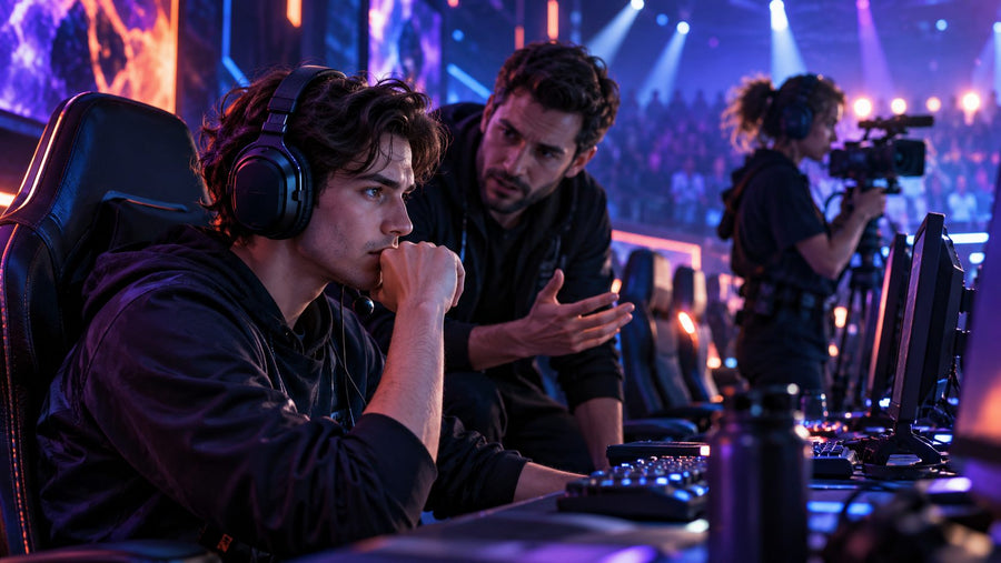 Player, coach and content creator working at an esports event