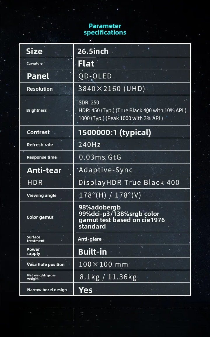 4K 240Hz QD-OLED Gaming Monitor