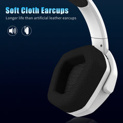 Headphones with soft cloth earcups on a dark blue background