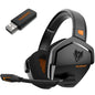 Black gaming headset with USB receiver on a white background, featuring Nubwo branding.