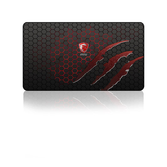 Gaming mouse pad with MSI logo and red claw design on a black background