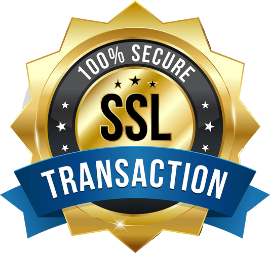 SSL security badge with gold and blue design on a white background