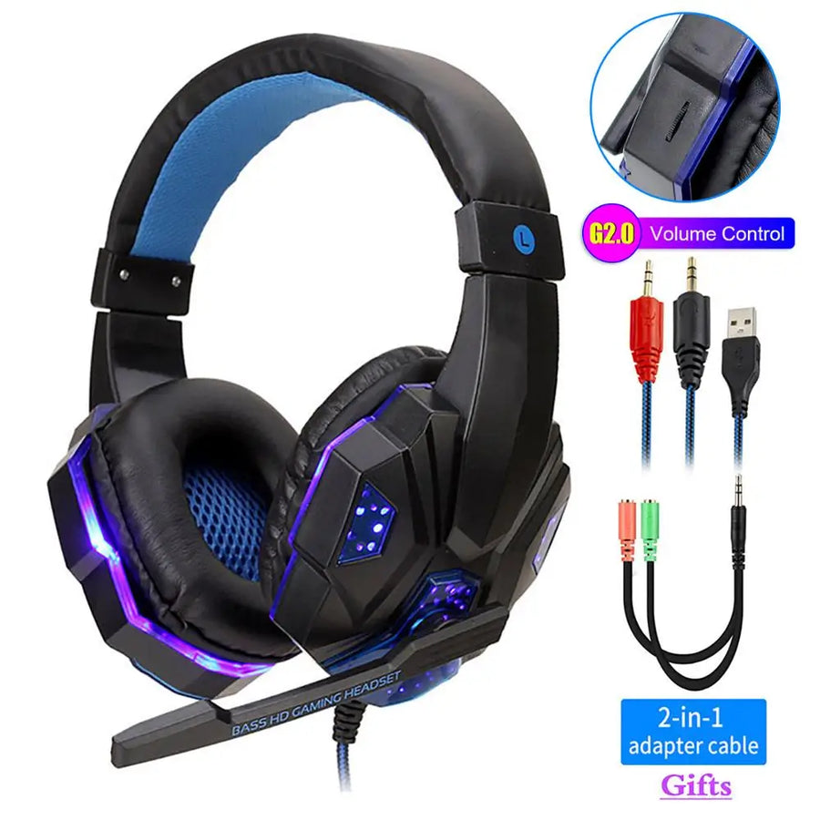 VYBEX Wired Gaming Headset with LED & Microphone