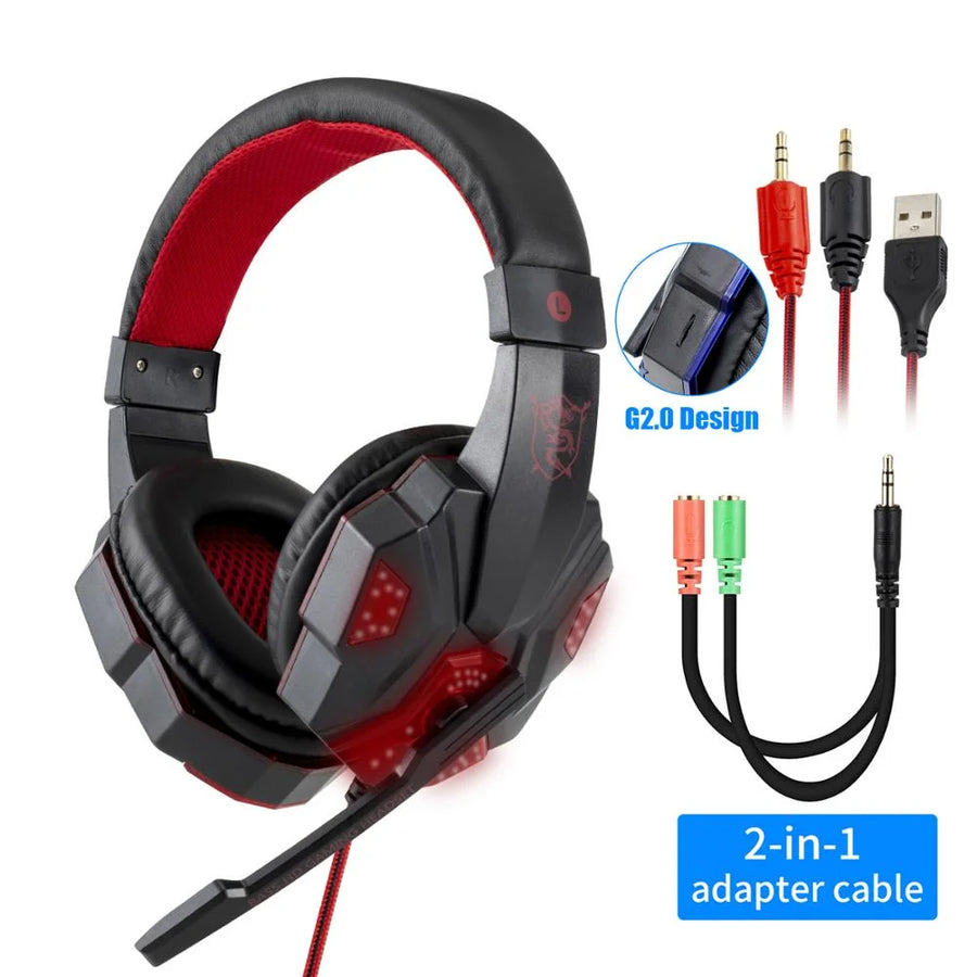 VYBEX Wired Gaming Headset with LED & Microphone
